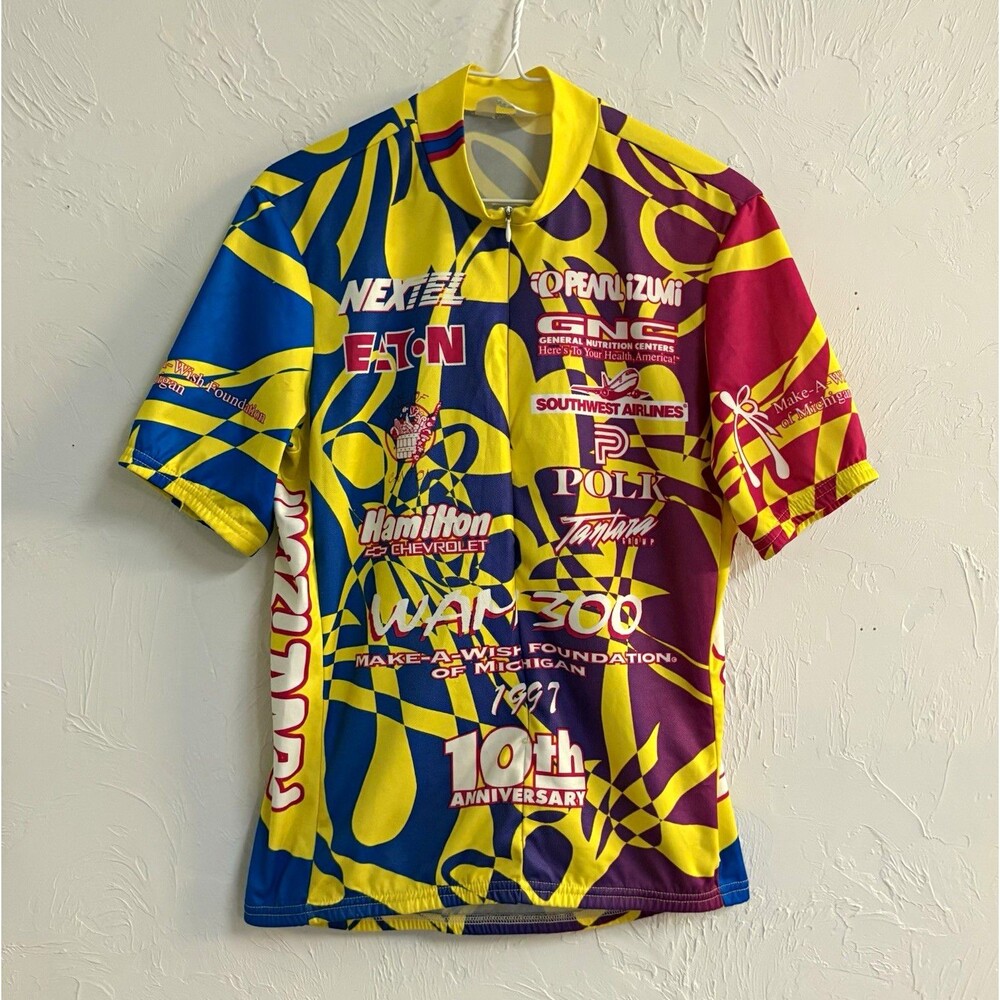 Pearl Izumi Vintage 90s Cycling Jersey MD 1/4 Zip Short Sleeve Graphic